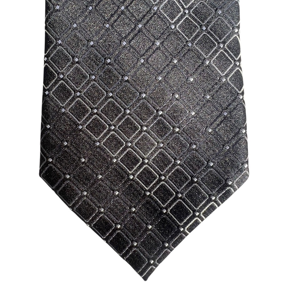 Alfani Men's 100% Silk Designer Black/Grey Geometric Hand Made Tie